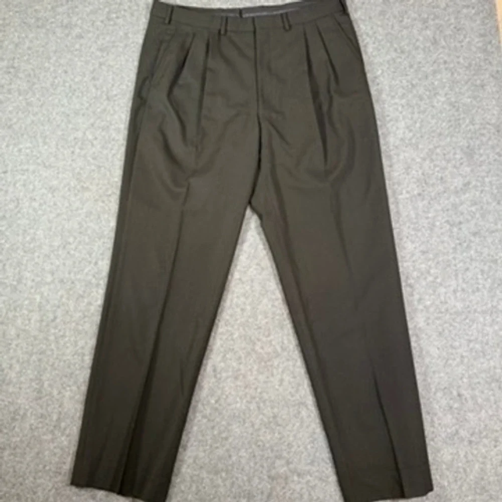 Proper Cloth Black 100% Merino Wool Pleated Dress Pants Flannel Trouser 36x31